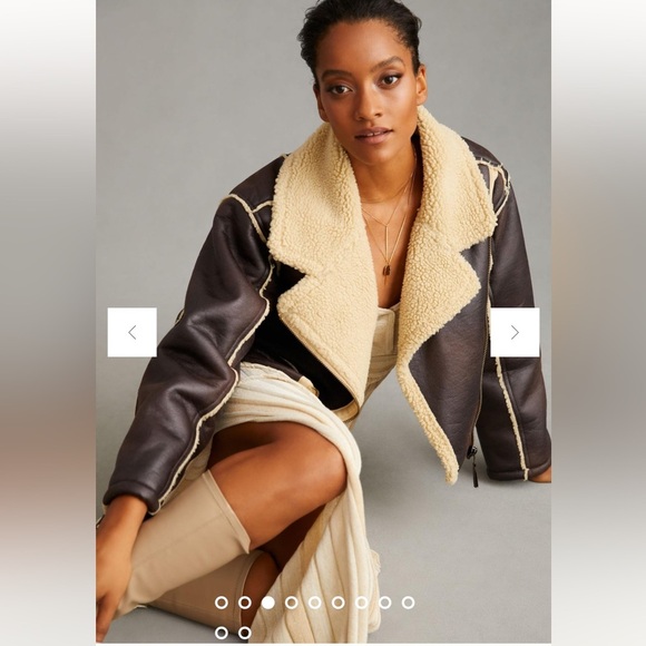 Anthropologie NWT Pilcro Faux-Leather Sherpa-Lined Jacket size M. - Picture 3 of 16